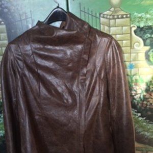 Dark Brown Faux Suede / Spandex Blend Jacket